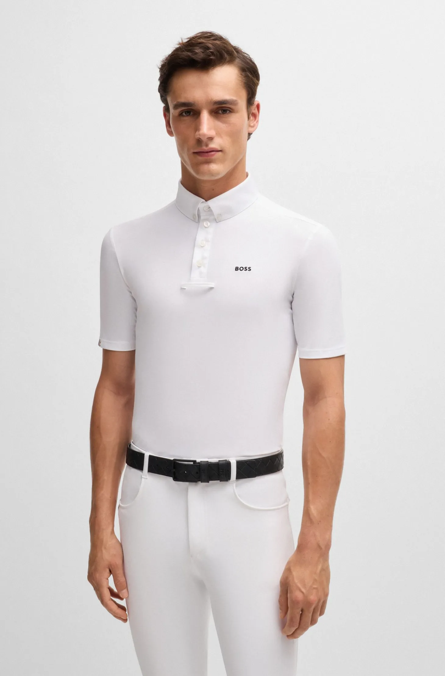 Equestrian show shirt in stretch piqué
