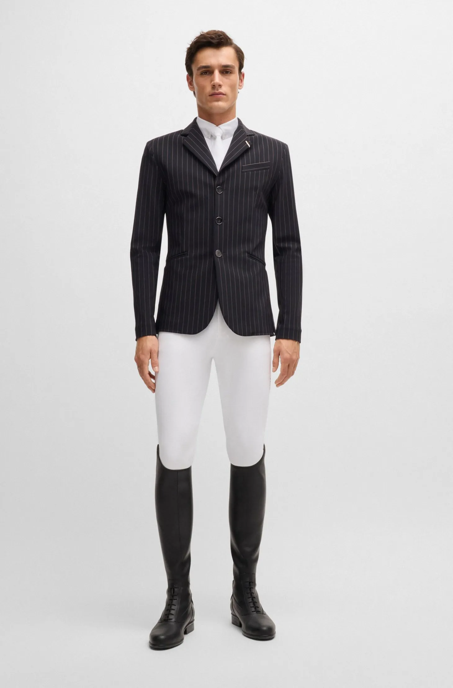 Equestrian show shirt in stretch piqué