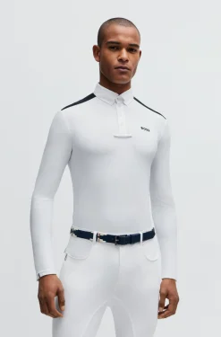 Equestrian show shirt with shoulder inserts and logo