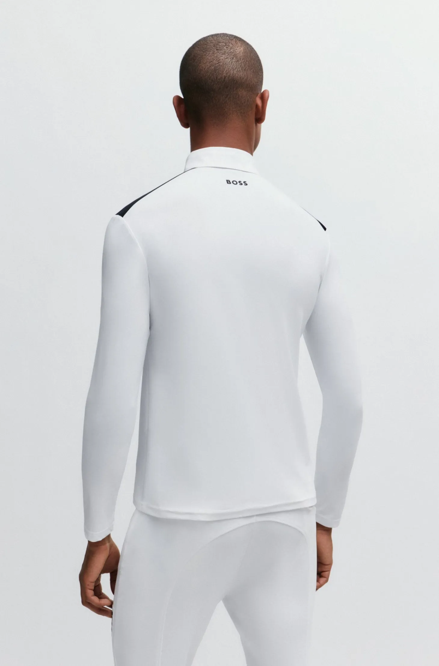 Equestrian show shirt with shoulder inserts and logo
