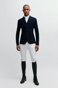Equestrian show shirt with shoulder inserts and logo