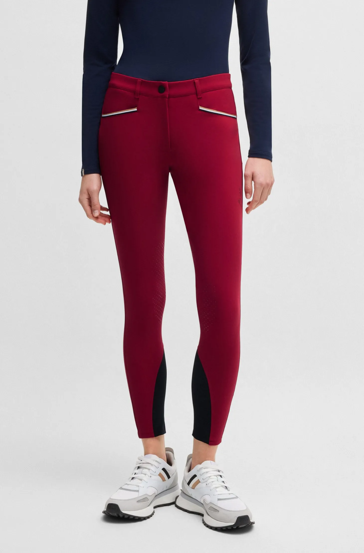 Equestrian slim-fit breeches with knee grip