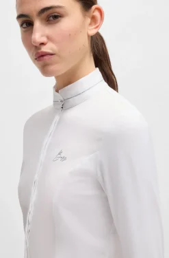 Equestrian slim-fit show blouse with crystal trims