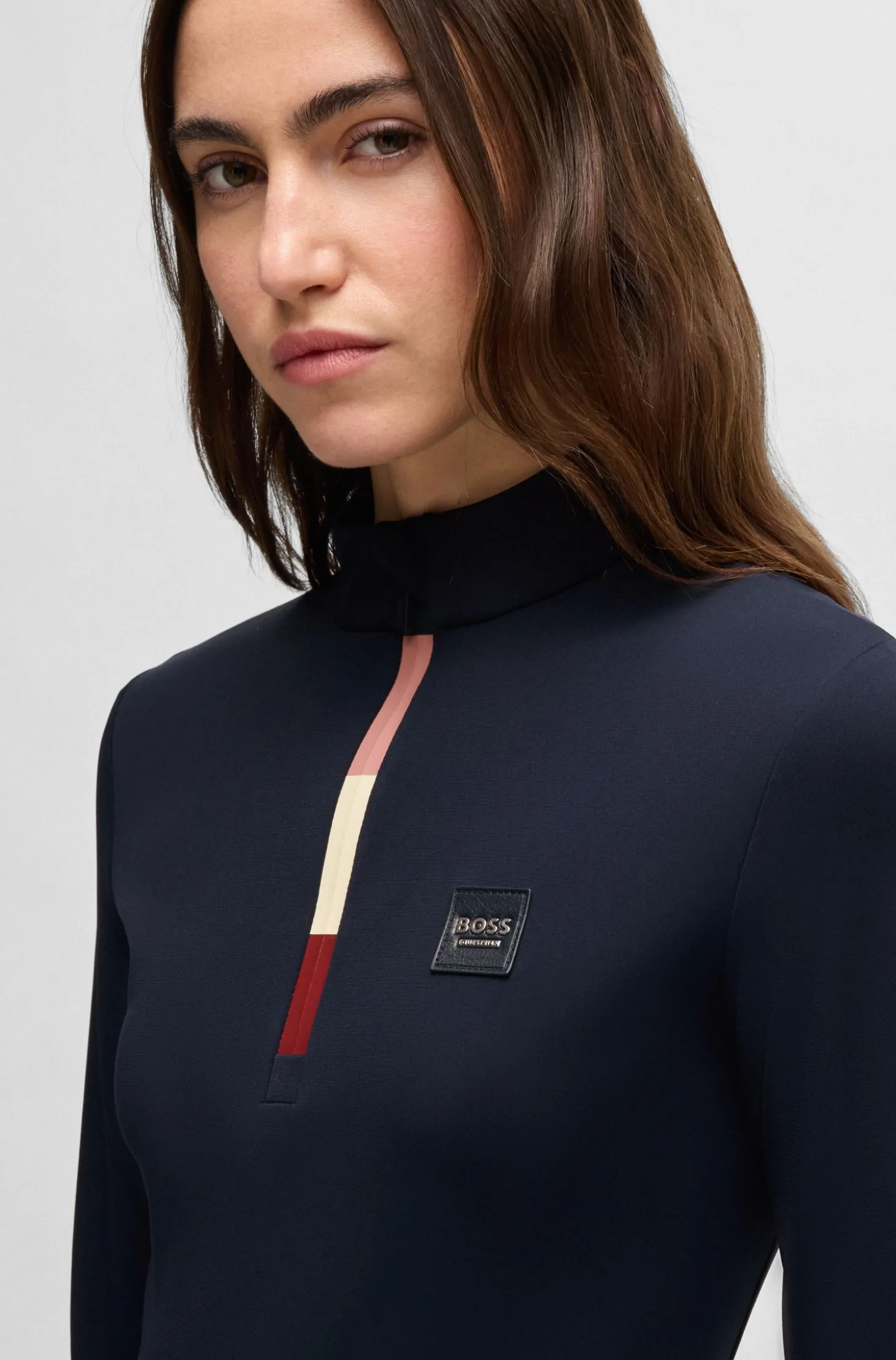 Equestrian slim-fit training shirt in super-stretch fabric