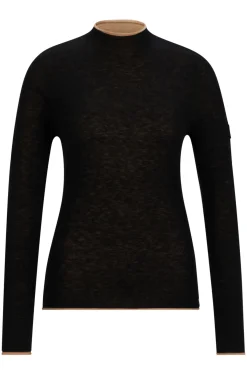 Equestrian soft-knit sweater with two-tone effect