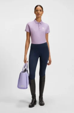 Equestrian stretch-cotton polo shirt with Double B monogram