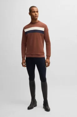 Equestrian stretch-cotton sweatshirt with block stripes