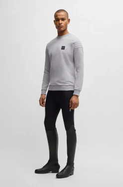 Equestrian stretch-cotton sweatshirt with shoulder stitching