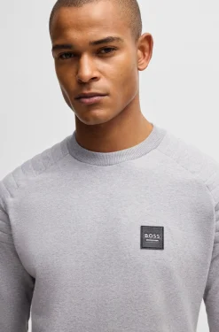 Equestrian stretch-cotton sweatshirt with shoulder stitching