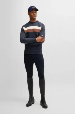 Equestrian stretch-cotton sweatshirt with block stripes