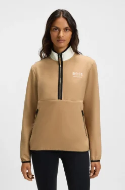 Equestrian stretch-cotton sweatshirt with quarter zip