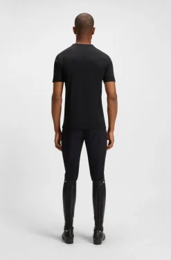 Equestrian stretch-cotton T-shirt with logo patch