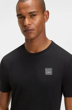 Equestrian stretch-cotton T-shirt with logo patch