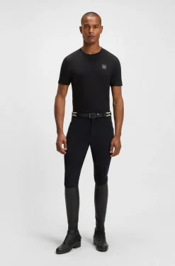 Equestrian stretch-cotton T-shirt with logo patch