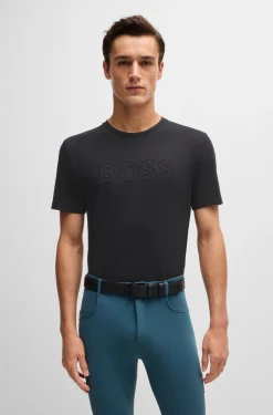 Equestrian stretch-cotton T-shirt with logo embroidery