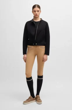Equestrian stretch-cotton T-shirt with embroidered logo