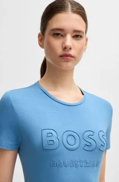 Equestrian stretch-cotton T-shirt with embroidered logo