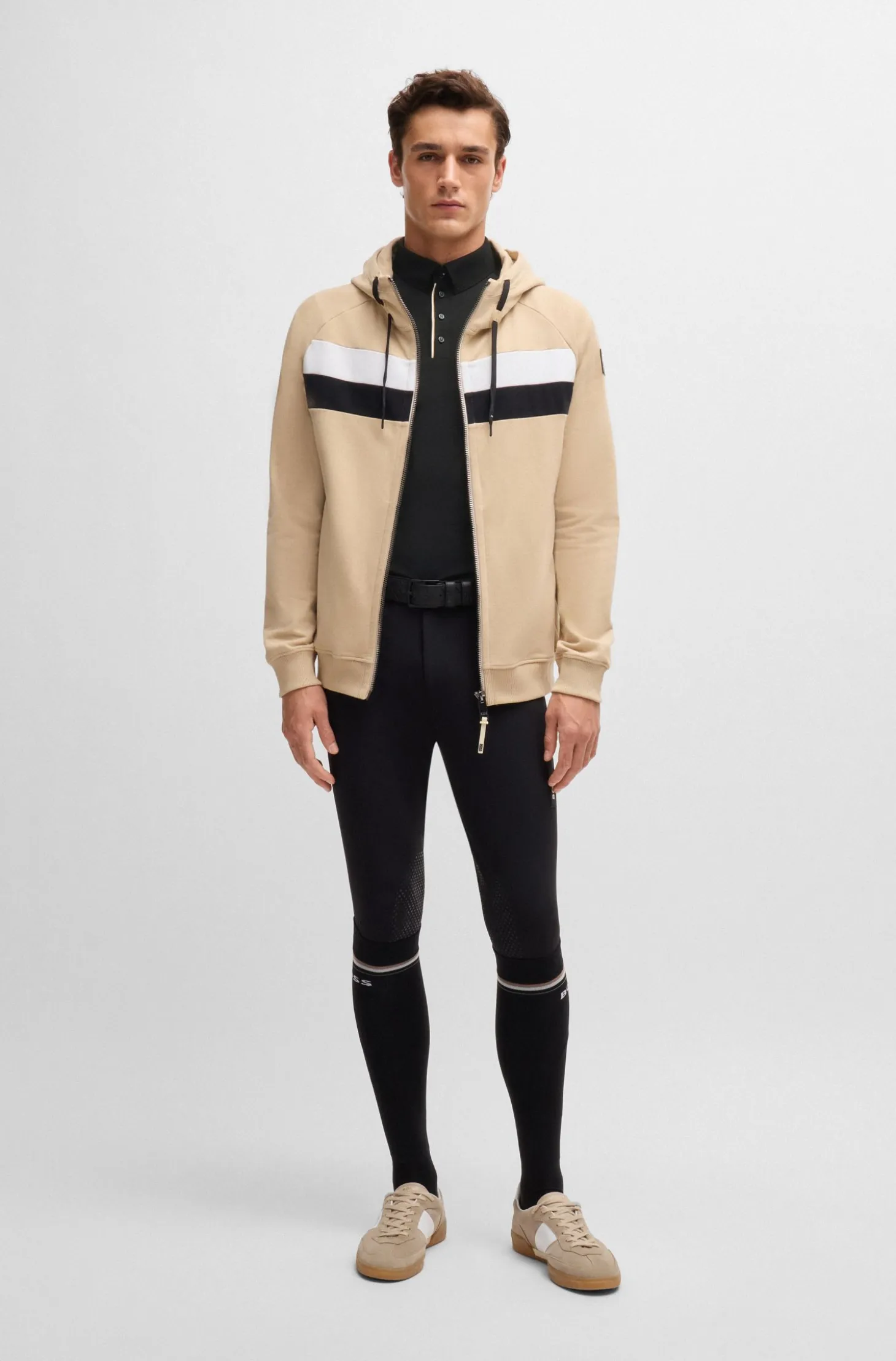 Equestrian training shirt in stretch piqué