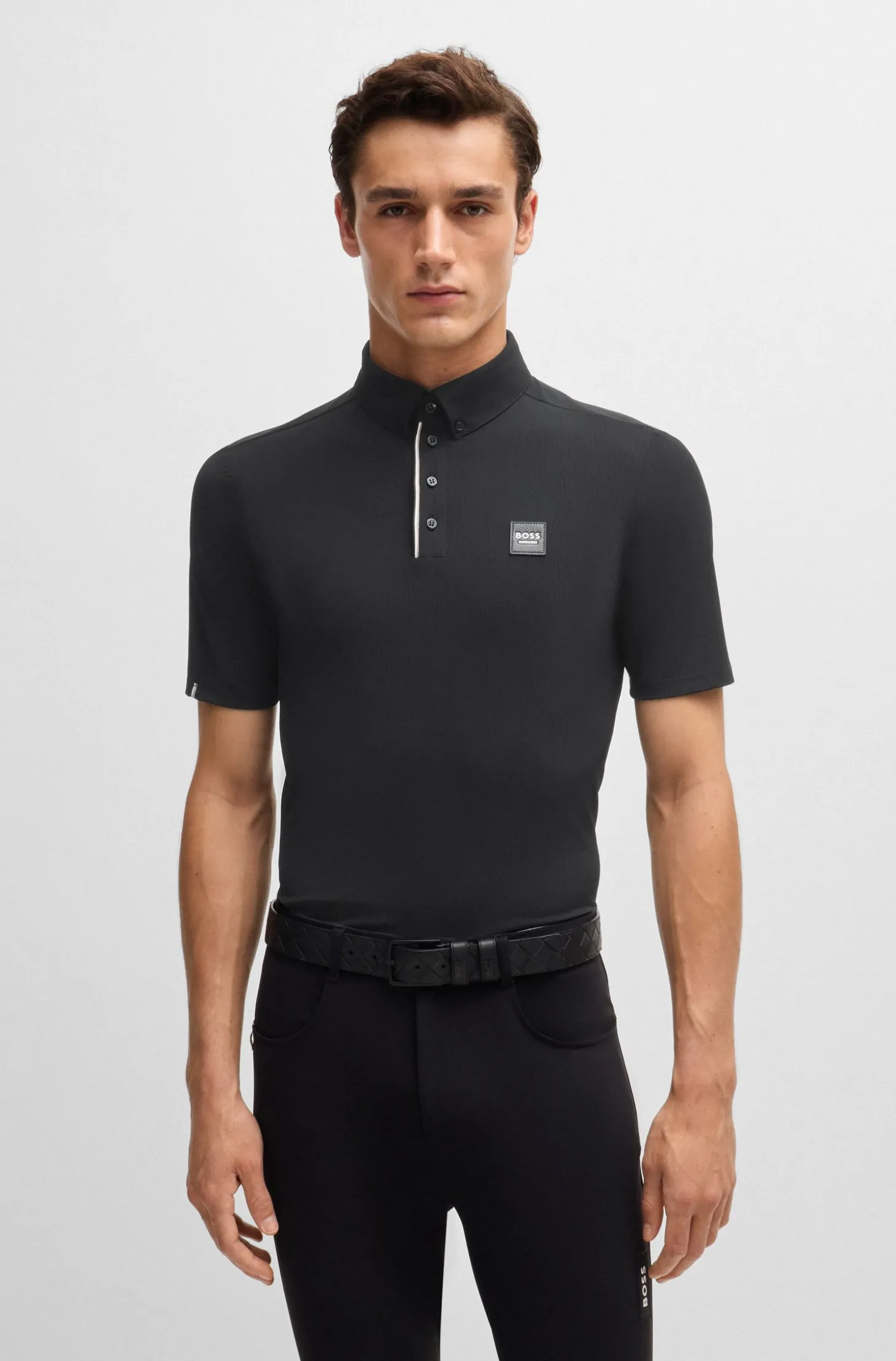 Equestrian training shirt in stretch piqué