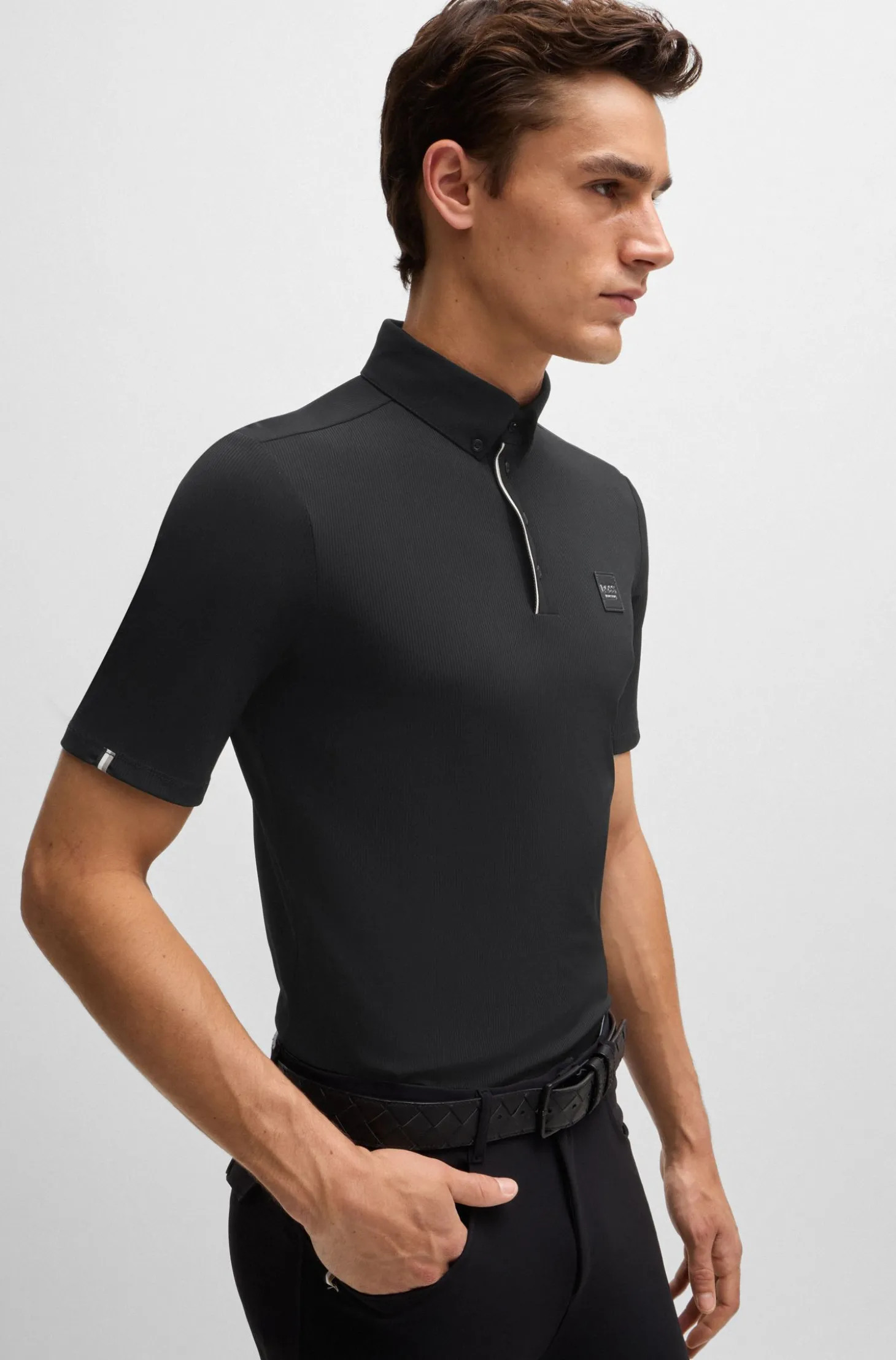 Equestrian training shirt in stretch piqué