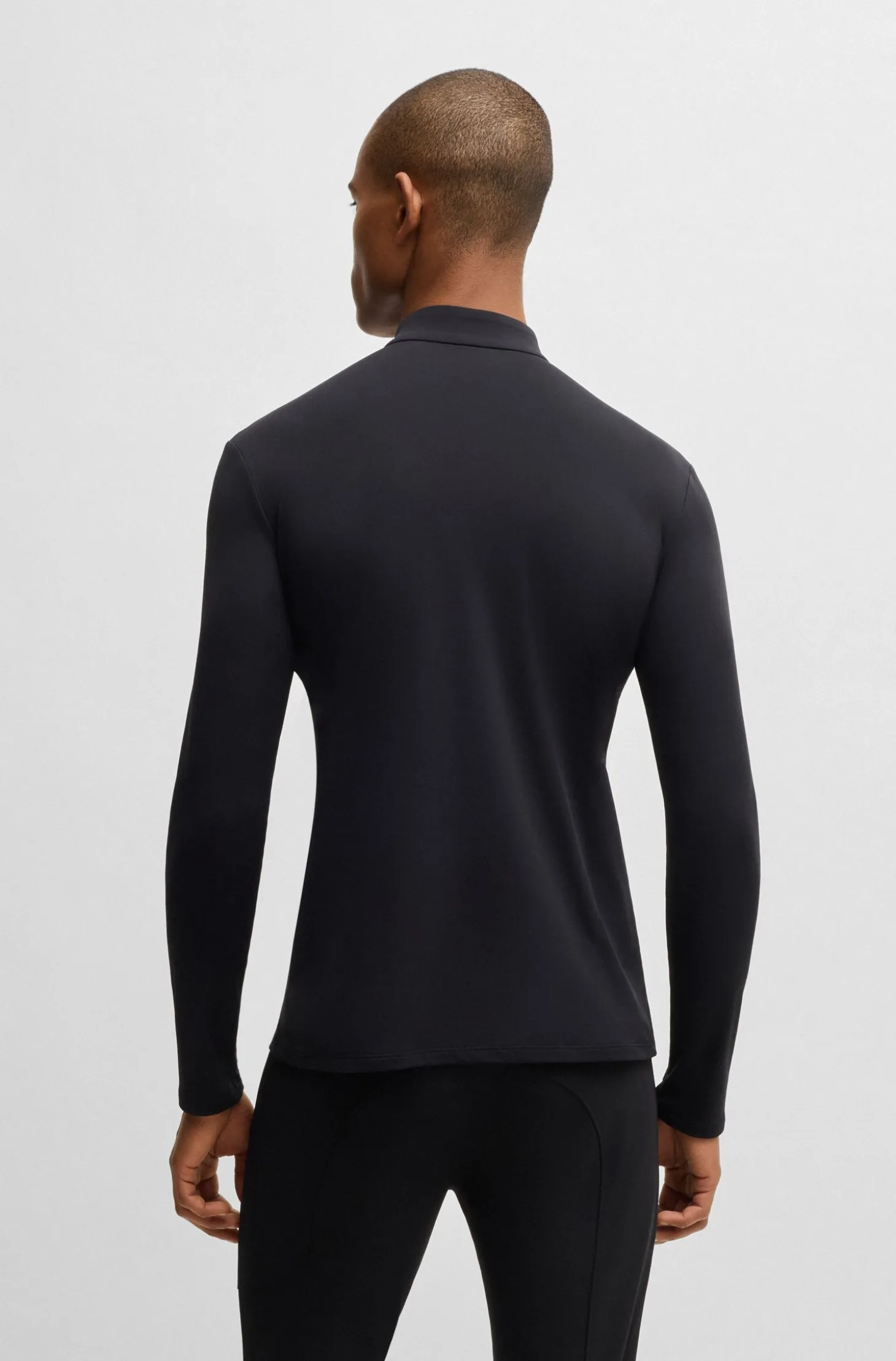 Equestrian training shirt in stretch fabric with zip placket