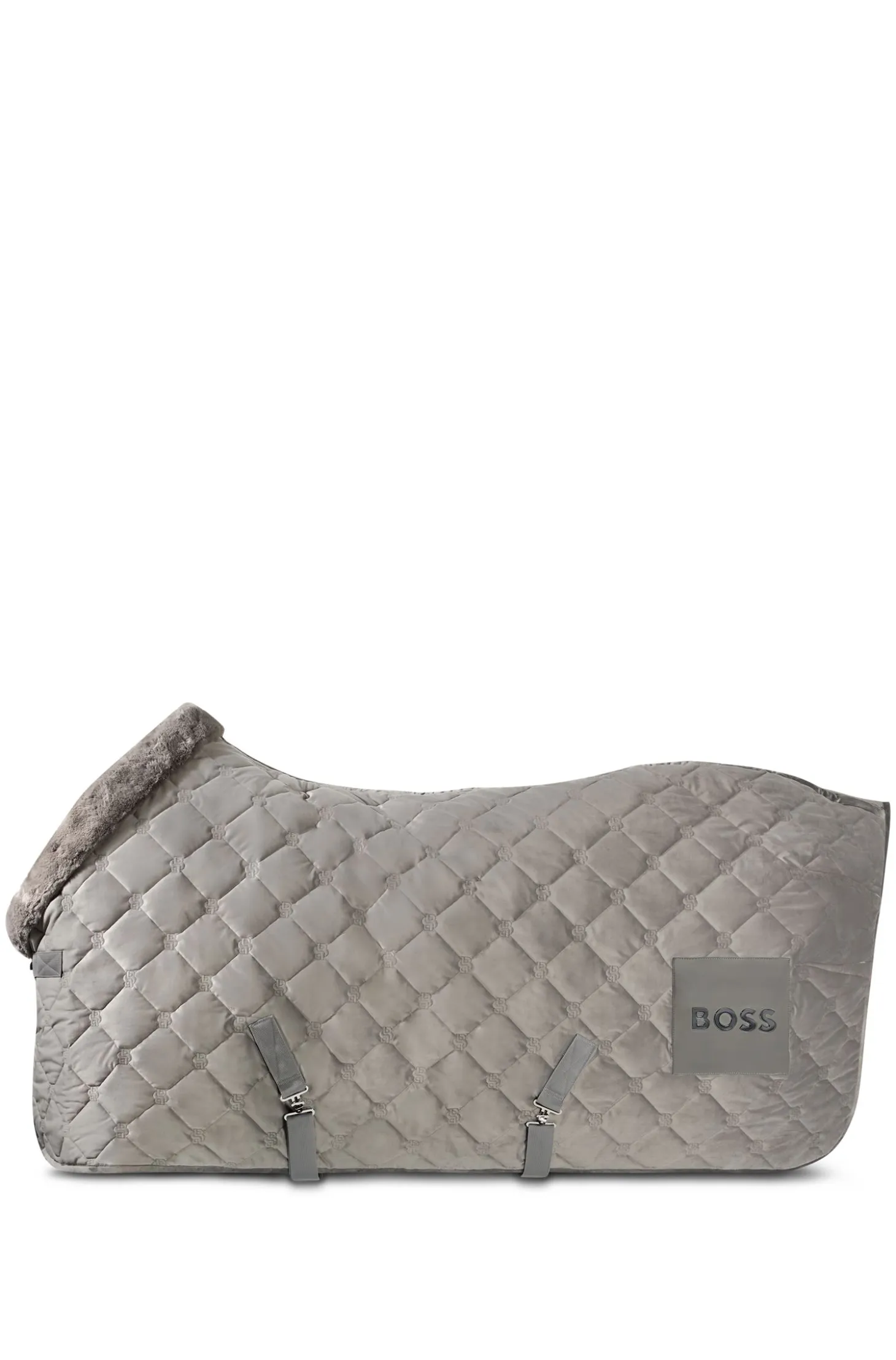 Equestrian velvet horse rug with faux sheepskin