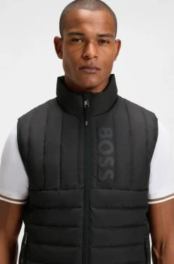 Equestrian waterproof gilet with vertical logo print