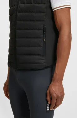 Equestrian waterproof gilet with vertical logo print