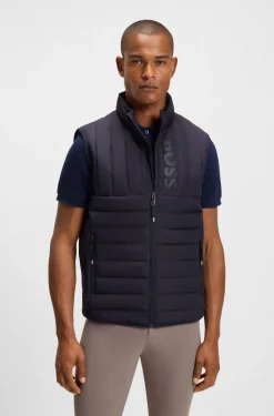 Equestrian waterproof gilet with vertical logo print