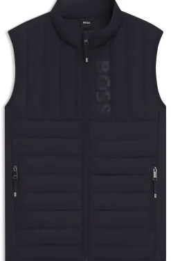 Equestrian waterproof gilet with vertical logo print