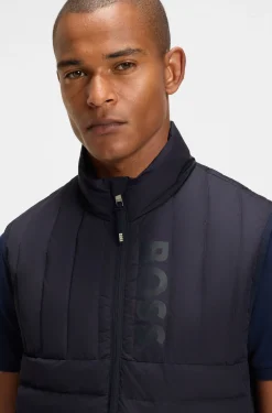 Equestrian waterproof gilet with vertical logo print