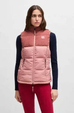 Equestrian waterproof gilet with corduroy trim