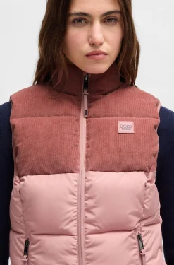 Equestrian waterproof gilet with corduroy trim