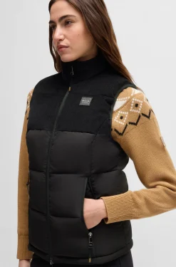 Equestrian waterproof gilet with corduroy trim