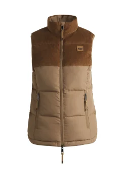 Equestrian waterproof gilet with corduroy trim