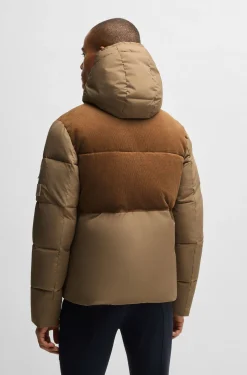 Equestrian waterproof jacket with corduroy details