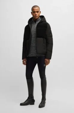 Equestrian waterproof jacket with corduroy details