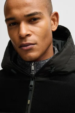 Equestrian waterproof jacket with corduroy details