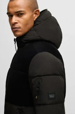 Equestrian waterproof jacket with corduroy details