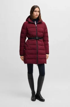Equestrian water-repellent quilted coat with side zips