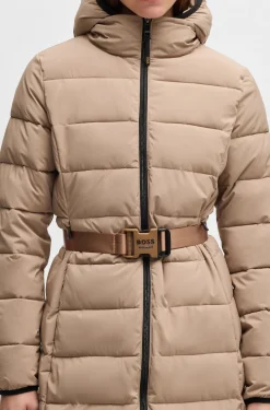 Equestrian water-repellent quilted coat with side zips