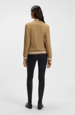 Equestrian zip cardigan with stripe trims