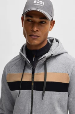 Equestrian zip-up hoodie in Italian stretch cotton