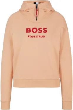 Equestrian zip-up hoodie with silicone logo patch