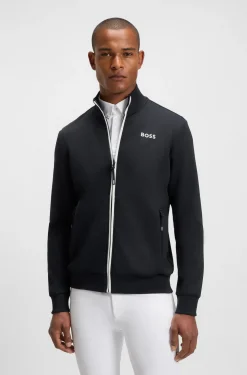 Equestrian zip-up jacket with signature-stripe trims