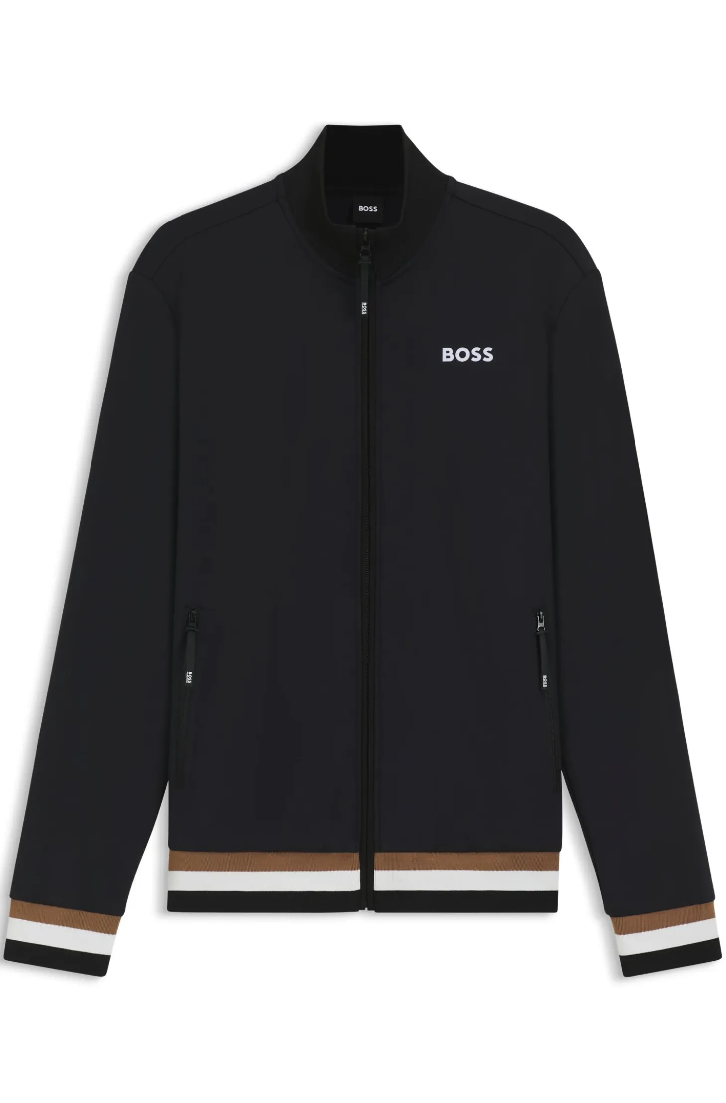 Equestrian zip-up jacket with signature-stripe trims