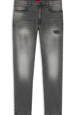 Extra-slim-fit jeans in distressed grey stretch denim