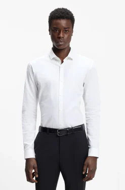 Extra-slim-fit shirt in cotton poplin with spread collar