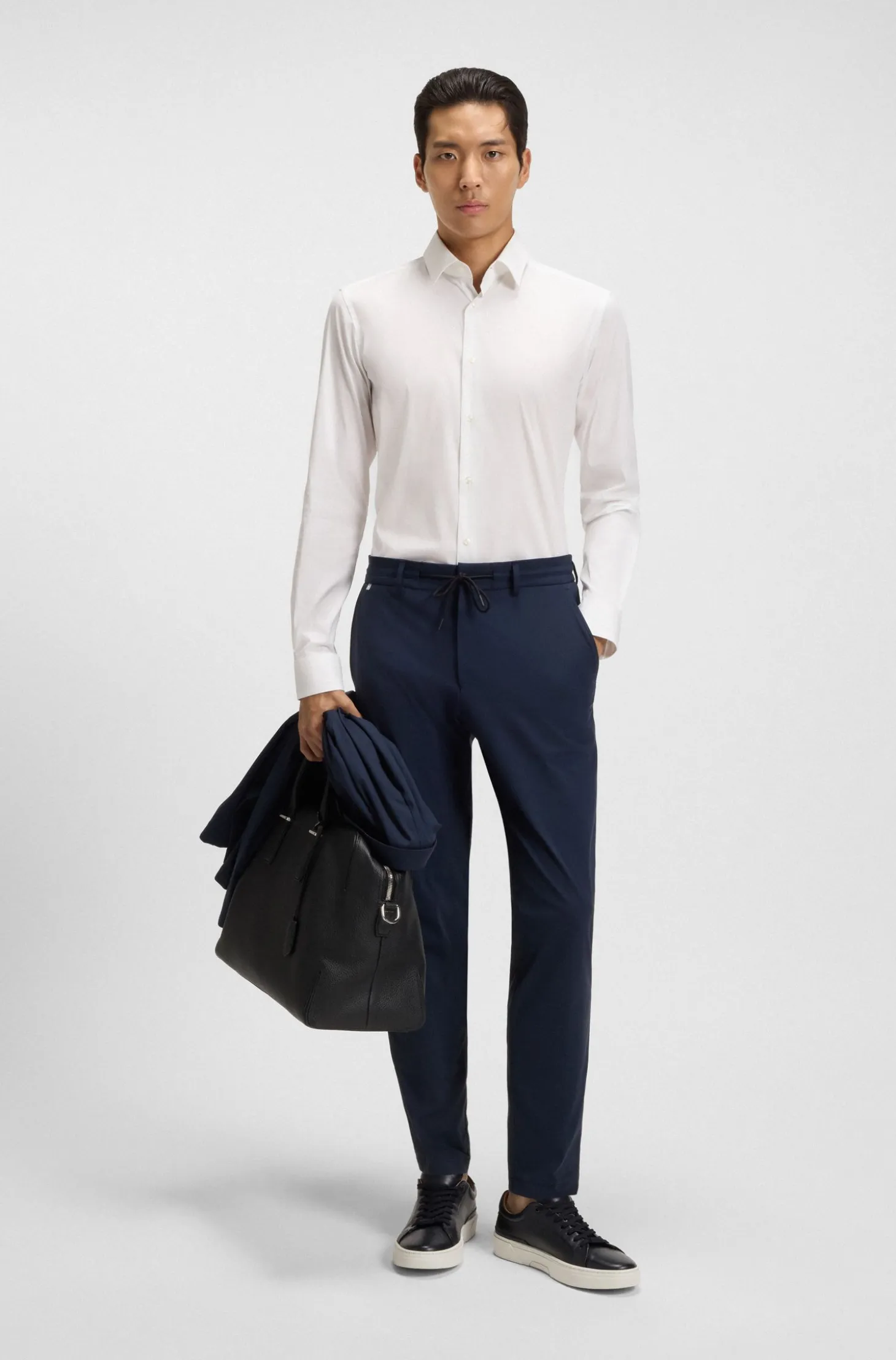 Extra-slim-fit shirt in easy-iron cotton-blend poplin