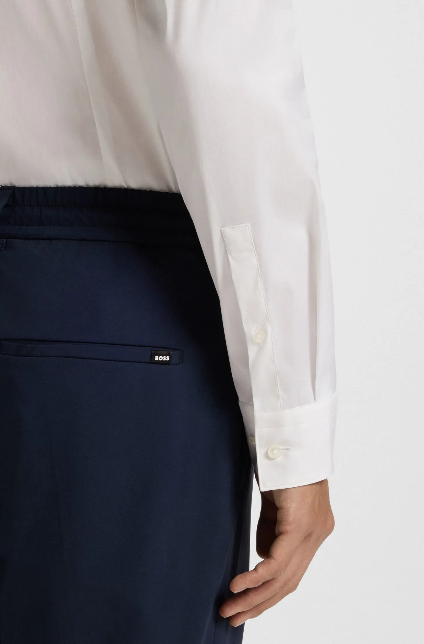 Extra-slim-fit shirt in easy-iron cotton-blend poplin